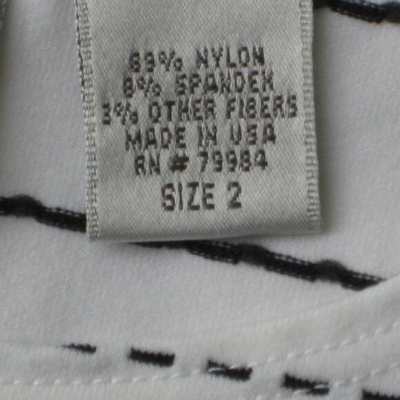 Chicos Sz 2 L Off White Black Striped Tank Top Nylon Blend Excellent Condition - Picture 2 of 6